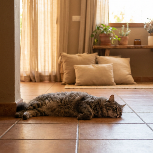 Chien et chat face aux fortes chaleurs à la maison