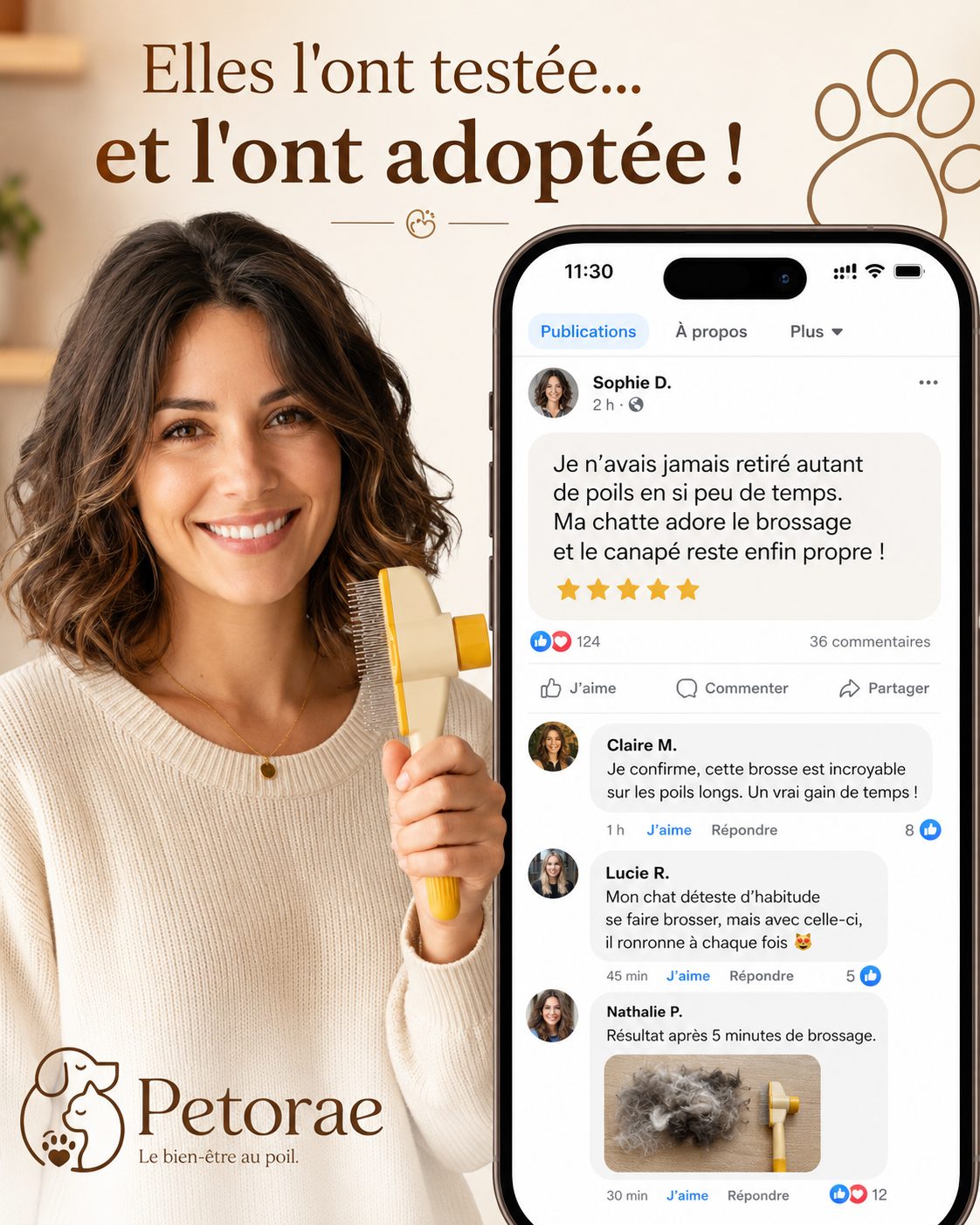 Avis de clientes sur la Brosse Atrap'Poils Petorae