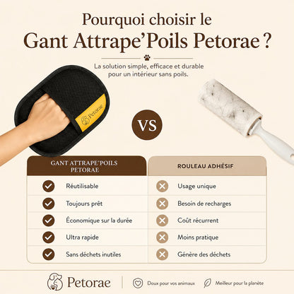 Comparatif : Gant Atrap'Poils réutilisable contre rouleau adhésif jetable