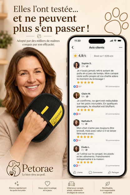 Avis clients du Gant Atrap'Poils Petorae